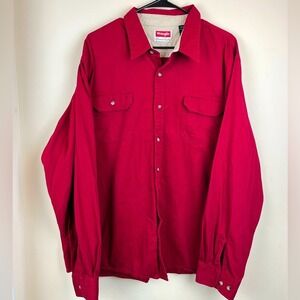 Wrangler Men's 2XL Red Cotton Shirt Jacket‎ Button Down Long Sleeve Work Wear